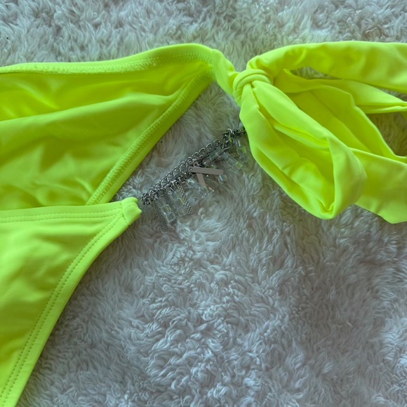 Bahimi Neon Yellow Dimonte Bikini Bottoms Runched Bum Embellished MEDIUM - Picture 4 of 7